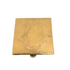 VTG Brass Metal Tiny Box Mary Mother of Jesus Catholic Prayer Box 1.5X1.5”